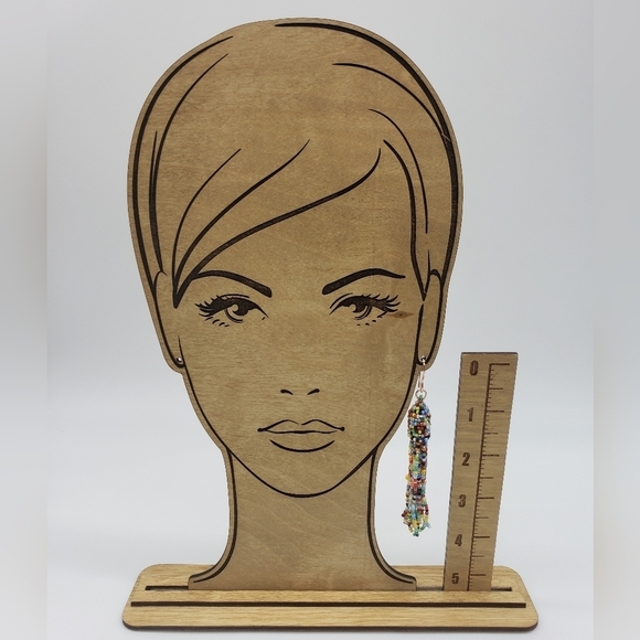 1586- Beaded Women's Multicolor Dangle Rose Gold Plated Earrings Handmade NWT - Picture 2 of 2